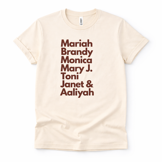 90s R&B Vocalists Tribute Tee – Akepe’t Elle Summer Music Collection