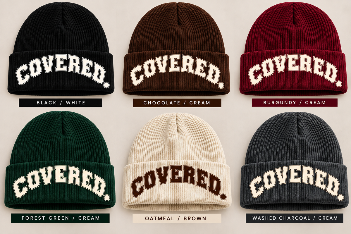 Covered Embroidered Beanie