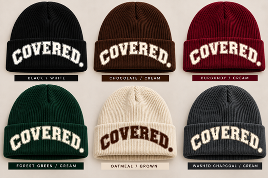 Covered Embroidered Beanie