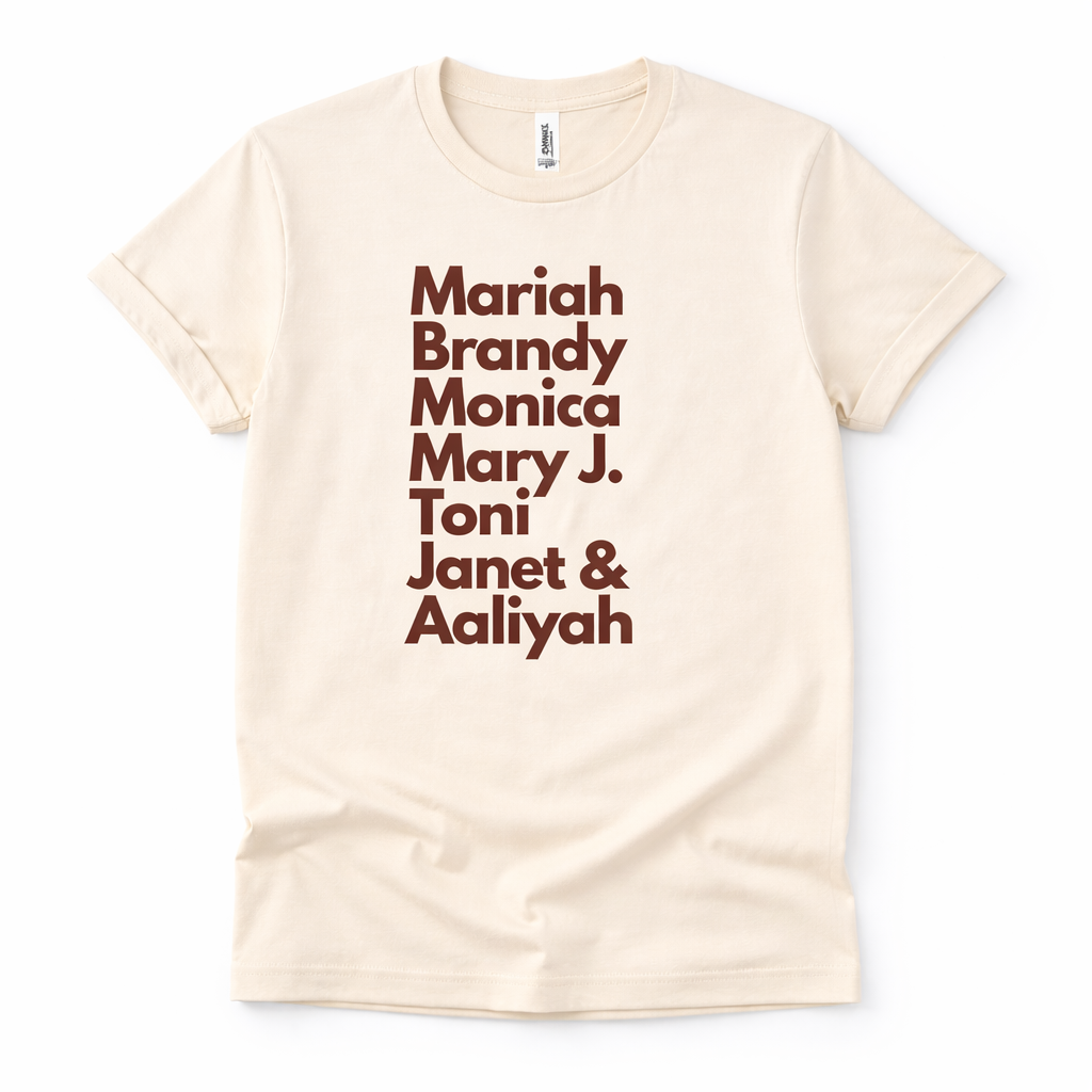 90s R&B Vocalists Tribute Tee – Akepe’t Elle Summer Music Collection